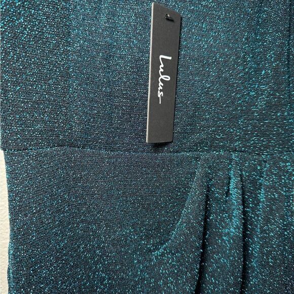 NWT LULUS FOREVER YOUR GIRL METALLIC TEAL BODYCON DRESS - Picture 4 of 4